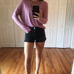 Express One Eleven Lace up Tee